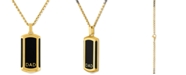 Macy's Men's Dad Dog Tag 22" Pendant Necklace in Black & Gold-Tone Ion-Plated Stainless Steel